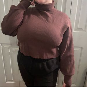 Forever 21 brown turtleneck long sleeve crop top!